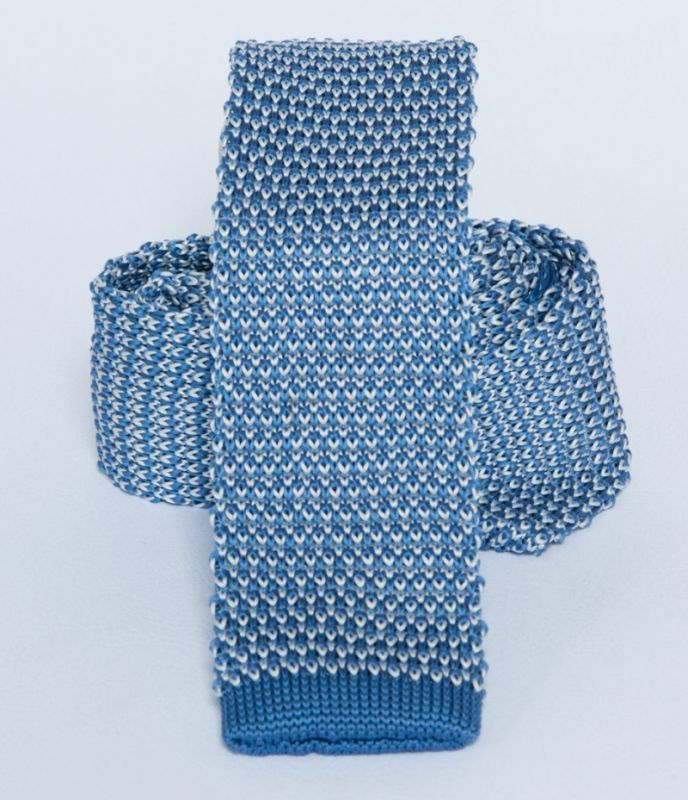 Prémium slim  kötött nyakkendő - Kék-fehér Kötött nyakkendők