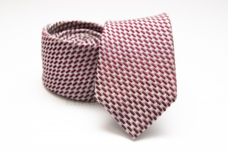 Prémium selyem nyakkendő - Bordó mintás