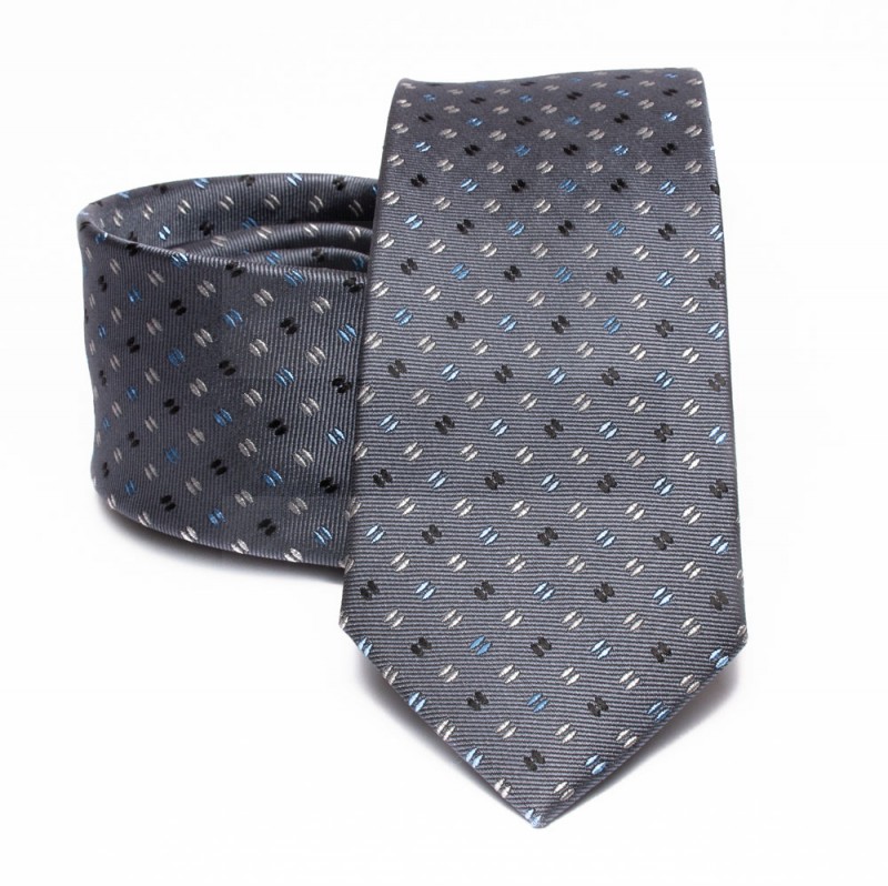   Prémium selyem nyakkendő - Szürke aprómintás