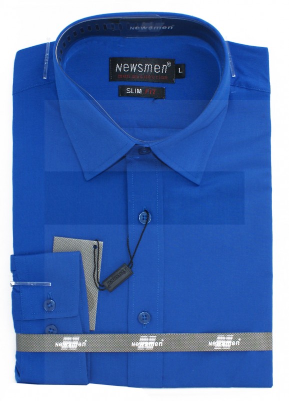             Newsmen h.u slim ing - Királykék Hosszúujjú ing