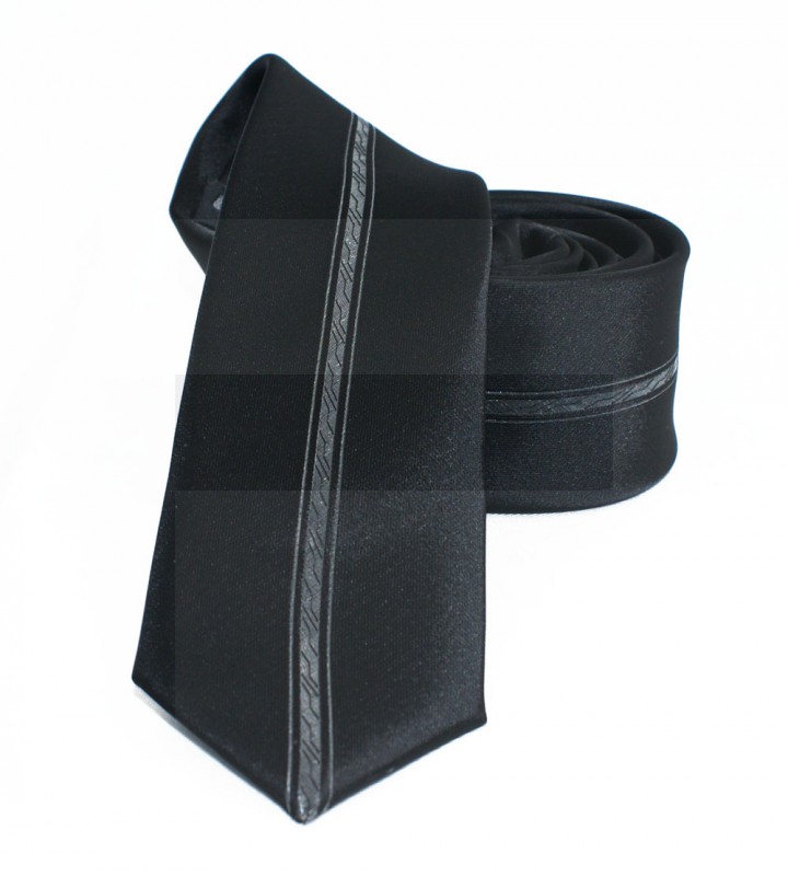                  NM slim nyakkendő - Fekete-ezüst csíkos Csíkos nyakkendő