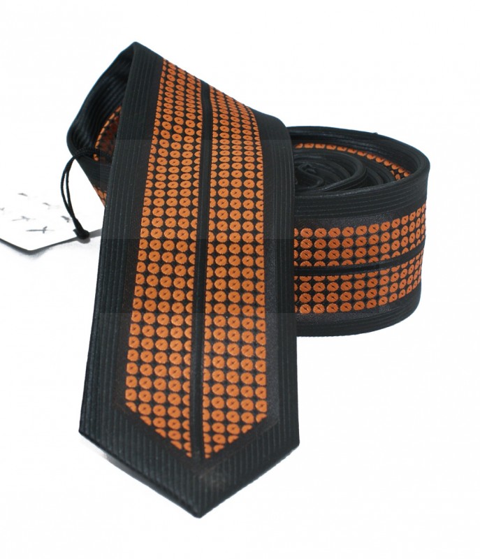                  NM slim nyakkendő - Fekete-narancs pöttyös Mintás nyakkendők