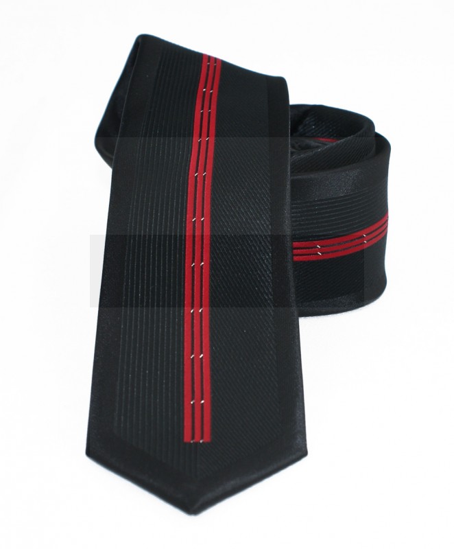                  NM slim nyakkendő - Fekete-piros csíkos Csíkos nyakkendő