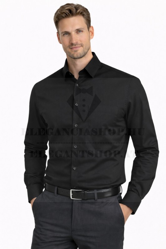                Newsmen elasztikus h.u slim ing - Fekete Egyszínű ing