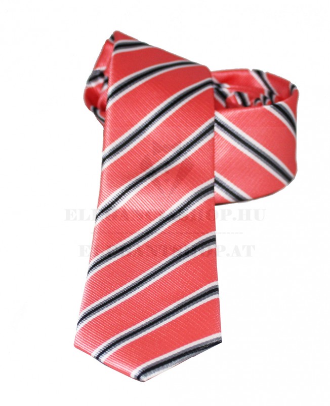               Goldenland slim nyakkendő - Lazac csíkos