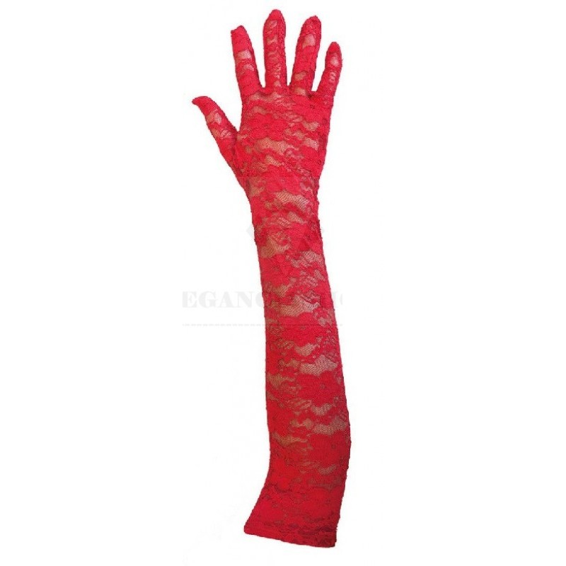   Hosszú alkalmi csipkekesztyű 38 cm - Piros Női kiegészítők
