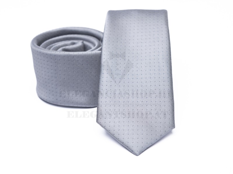 Prémium slim nyakkendő - Ezüst aprópöttyös