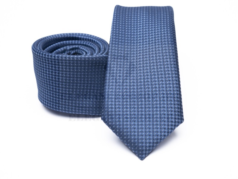 Prémium slim nyakkendő - Kék aprópöttyös