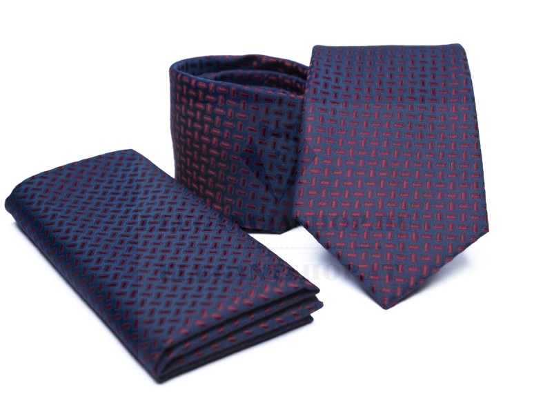    Prémium nyakkendő szett - Kék-piros mintás