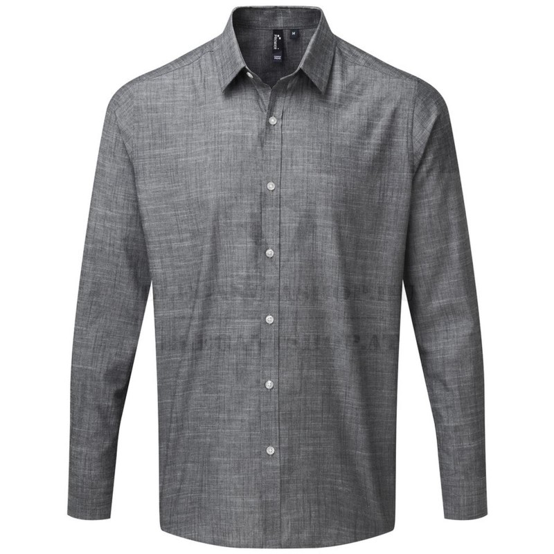 MEN'S COTTON SLUB CHAMBRAY h.u ing - Szürke Normál fazon