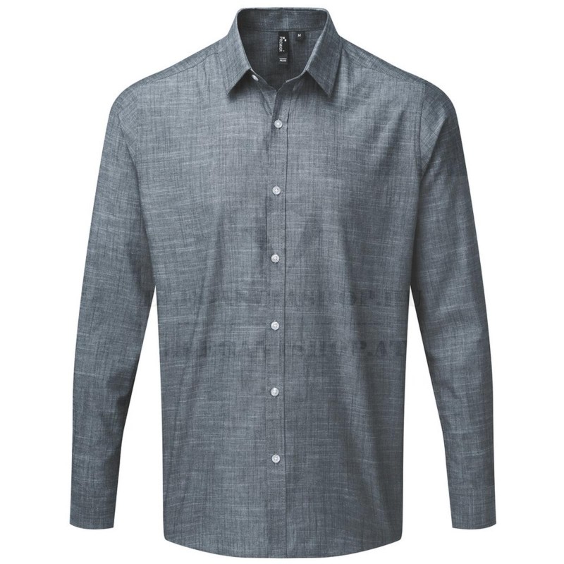 MEN'S COTTON SLUB CHAMBRAY h.u ing - Indigó Normál fazon