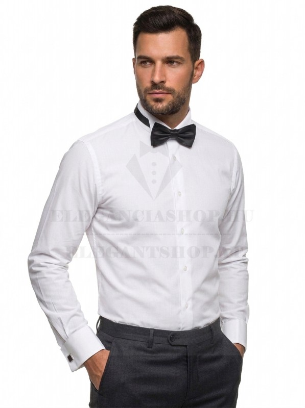 Newsmen body fitt szmoking mandzsettás ing - Fehér Egyszínű ing Newsmen body fitt szmoking mandzsettás ing - Fehér Egyszínű ing