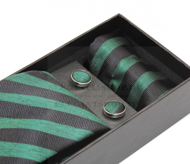                          NM nyakkendő szett - Zöld-fekete csíkos