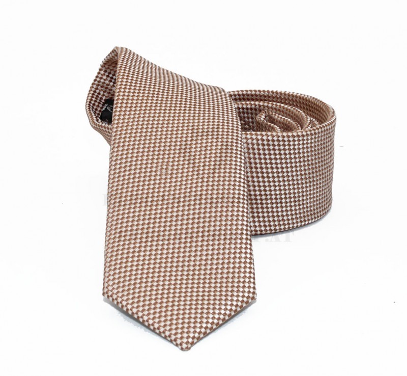                    NM slim szövött nyakkendő - Bézs pöttyös Aprómintás nyakkendő