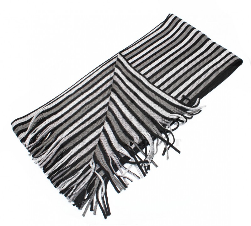 Newsmen unisex kötött sál - Fekete-szürke csíkos Newsmen unisex kötött sál - Fekete-szürke csíkos