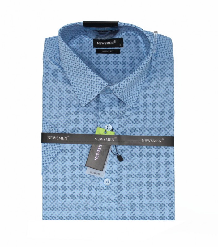      Newsmen elasztikus 80% pamut r.u slim ing - Kék mintás Mintás ing