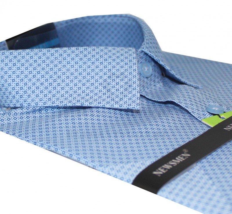      Newsmen elasztikus 80% pamut r.u slim ing - Kék mintás Mintás ing