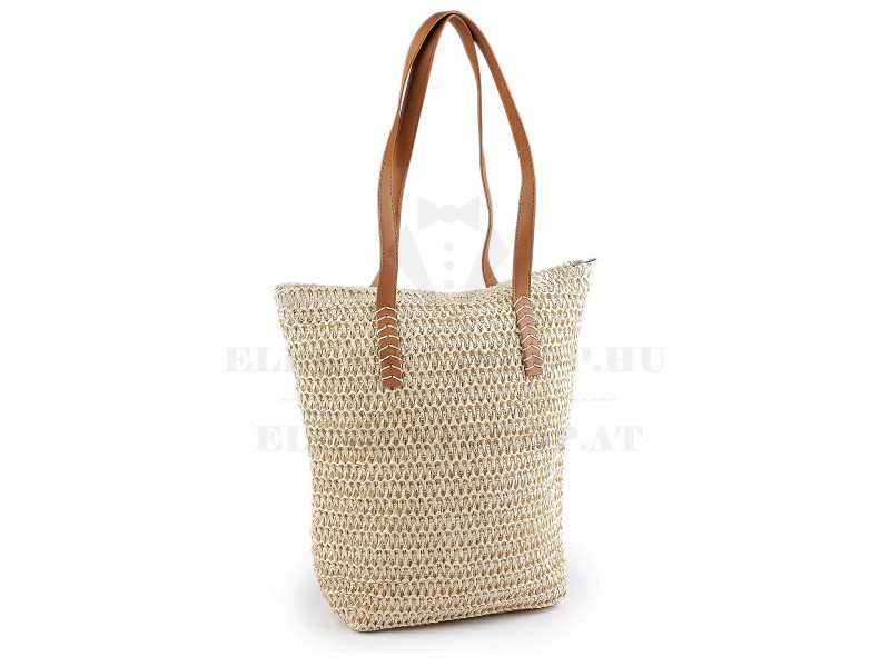                                     Horgolt raffia táska cipzár zárral Női táska, pénztárca, öv