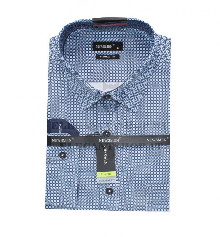                              NM h.u normál fit elasztikus ing - Kék mintás Mintás ing