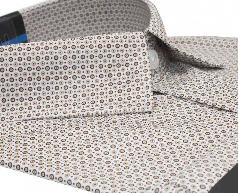             NM h.u slim fit elasztikus ing - Drapp mintás Slim, Smart fazon