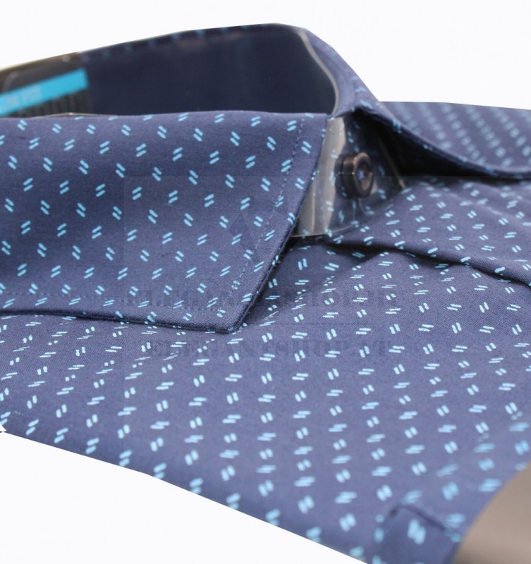             NM h.u slim elasztikus ing - Sötétkék mintás Slim, Smart fazon