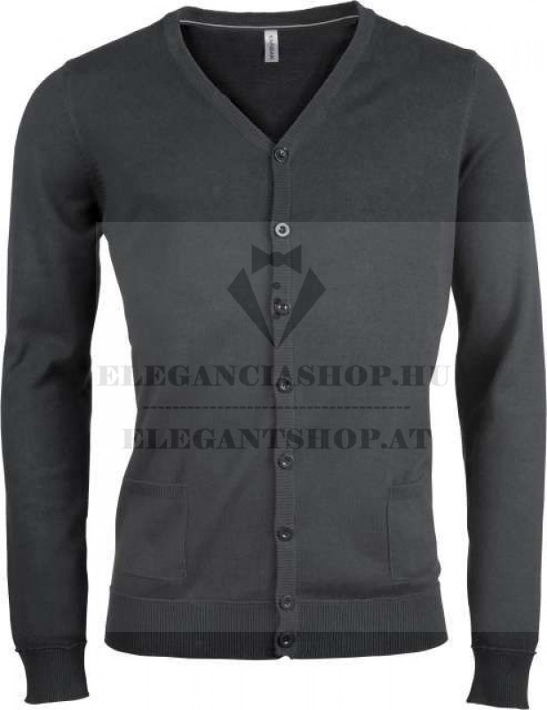                                 Férfi pamut gombos kardigán - Sötétszürke Férfi pólók,pulóverek