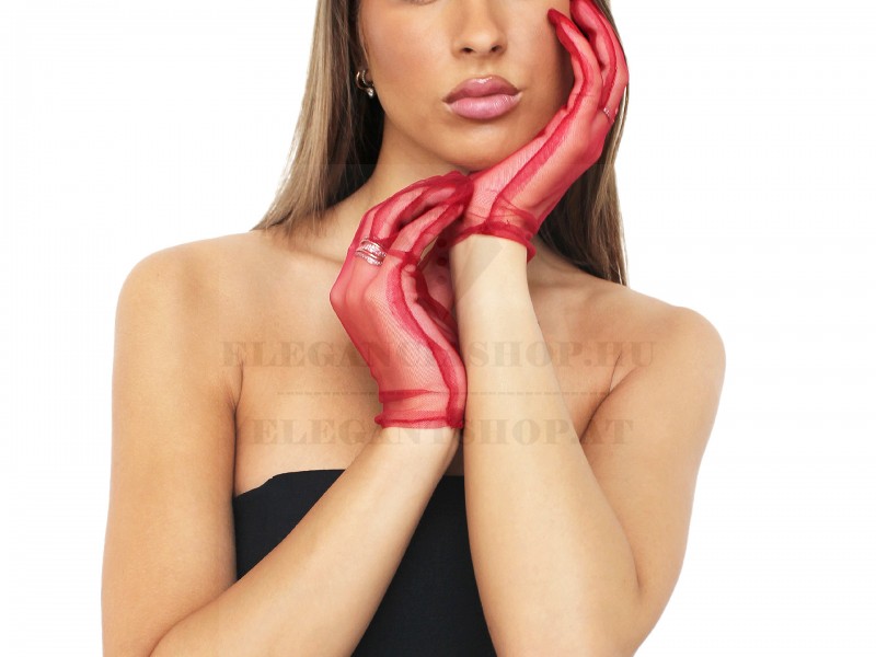 Női alkalmi tüll kesztyű - Piros Női kiegészítők Női alkalmi tüll kesztyű - Piros Női kiegészítők