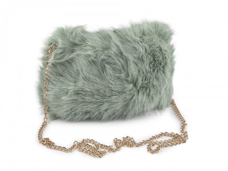                                      Szörme táska fém lánccal - 24x19 cm Női táska, pénztárca, öv