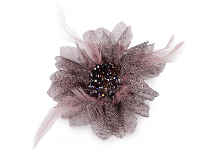 Bross csiszolt üveggyöngyökkel és tollal Kitűzők, Brossok Bross csiszolt üveggyöngyökkel és tollal Kitűzők, Brossok