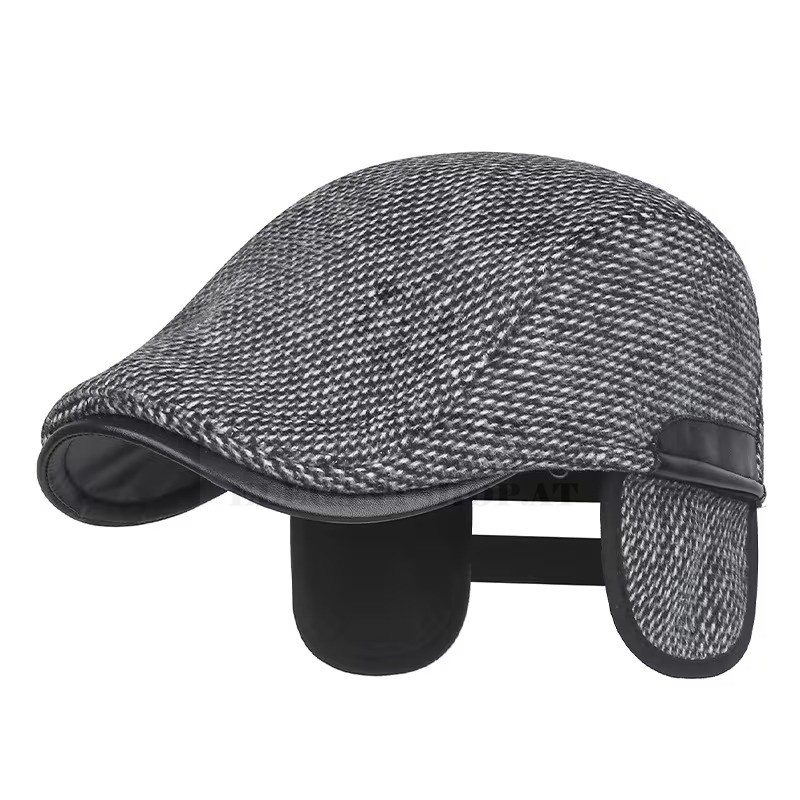 Téli szövet golf sapka fülvédővel - Sötétszürke Téli szövet golf sapka fülvédővel - Sötétszürke