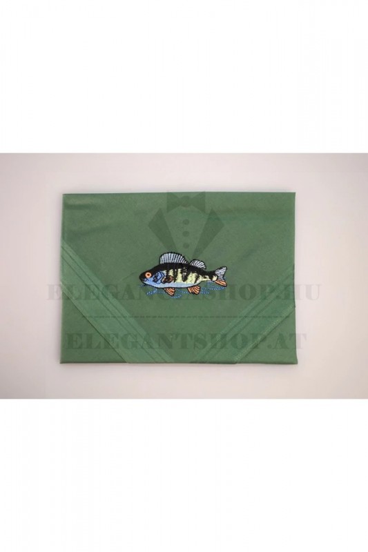                  Hímzett pamut zsebkendő - Sügér Pamut zsebkendő