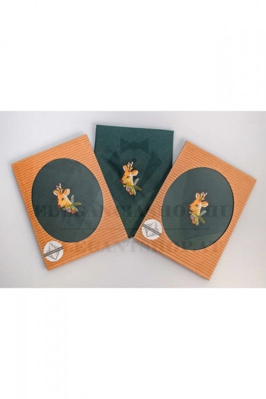                  Hímzett pamut zsebkendő - Őz Pamut zsebkendő