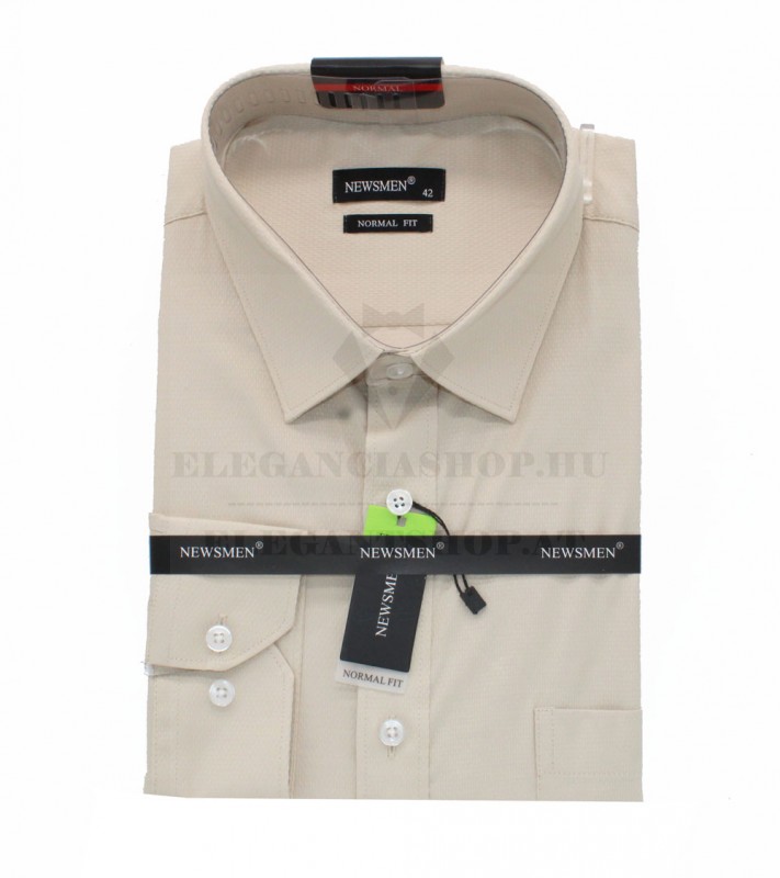                              NM h.u normál fit elasztikus ing - Drapp szövött Hosszúujjú ing