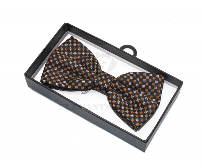              Díszdobozos mintás csokornyakkendő - Barna kockás