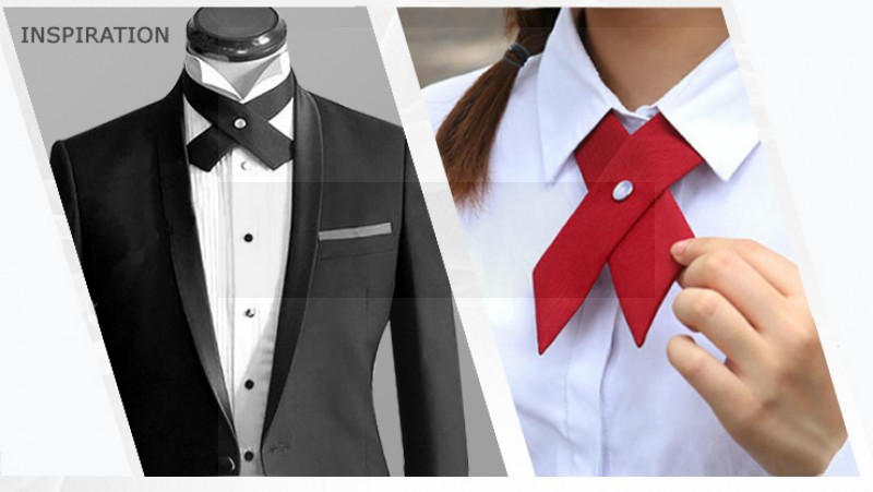   Szatén unisex kereszt nyakkendő - Fekete Női nyakkendők, csokornyakkendő