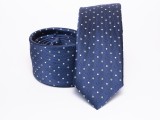 Prémium selyem slim nyakkendő - Kék pöttyös