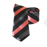               Goldenland slim nyakkendő - Lazac-fekete csíkos