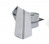                    NM slim szövött nyakkendő - Ezüst csíkos