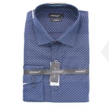             NM h.u slim elasztikus ing - Sötétkék mintás Slim, Smart fazon