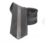                    NM slim szövött nyakkendő - Ezüst-fekete csíkos