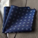                     Exkluzív jaquard díszzsebkendő - Kék aprómintás