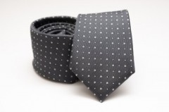 Prémium selyem nyakkendő - Sötétszürke pöttyös Selyem nyakkendők