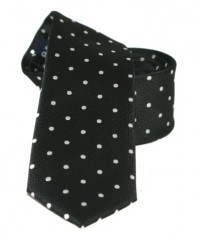               Goldenland slim nyakkendő - Fekete pöttyös Aprómintás nyakkendő