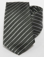 Prémium selyem nyakkendő - Khaky-fehér csíkos 