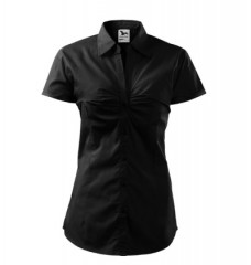   Női puplin ing rövidujjú - Fekete 