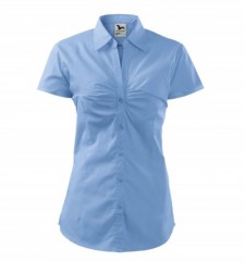   Női puplin ing rövidujjú - Kék 