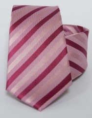 Prémium selyem nyakkendő - Rózsaszín-pink csíkos Csíkos nyakkendő