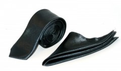 Szatén slim szett - Fekete Egyszínű nyakkendő