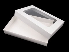 Átlátszó papír doboz - Fehér Ajándék csomagolás