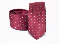 Prémium selyem slim nyakkendő - Bordó pöttyös Selyem nyakkendők